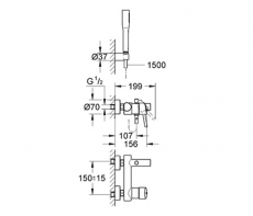 Смеситель для ванны и душа Grohe Concetto 32212001 схема