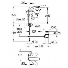 Смеситель для умывальника Grohe Eurostyle 23569003 схема