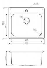 мойка Omoikiri Ashi 56-IN схема