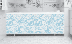 Экран под ванну голубой мрамор