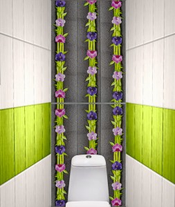 Экран дверка в туалет Черная орхидея в интерьере
