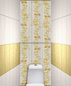 панели ПВХ для экрана в туалет морсокй бриз в интерьере