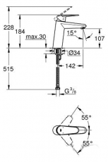 Смеситель Grohe Eurodisc Cosmopolitan 23449002 схема