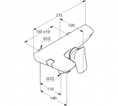 Смеситель для ванны и душа Klude Ambienta 534450575 схема