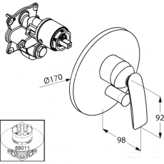 Встраиваемый смеситель KLUDI Balance 526509175 схема