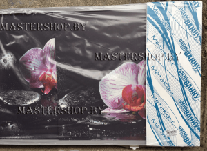 Экран под ванную расцветки орхидеи на черном