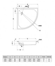 Стальной поддон BLB Europa Corner 80*80*13 схема
