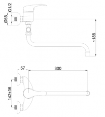 Смеситель для ванны с душем Rubineta Prince 12/s schema