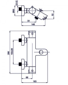 Термостатический смеситель для ванны с душем Rubineta Thermo схема