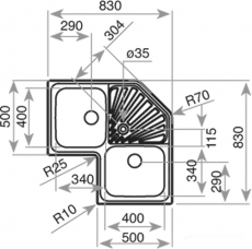 Мойка Teka Angular 2B на схеме